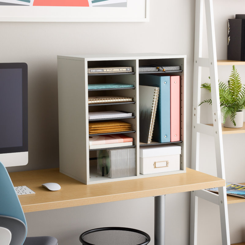 Petit organisateur de documents à compartiments réglables, Gris