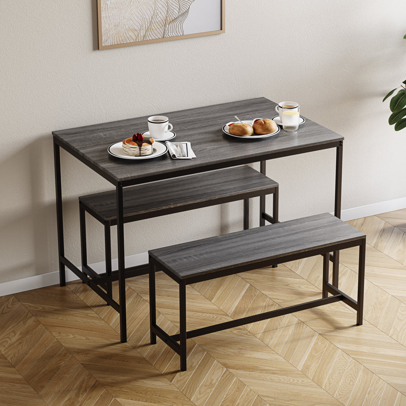 Abneer 4 - Person Dining Set, Grey, Grey, Black