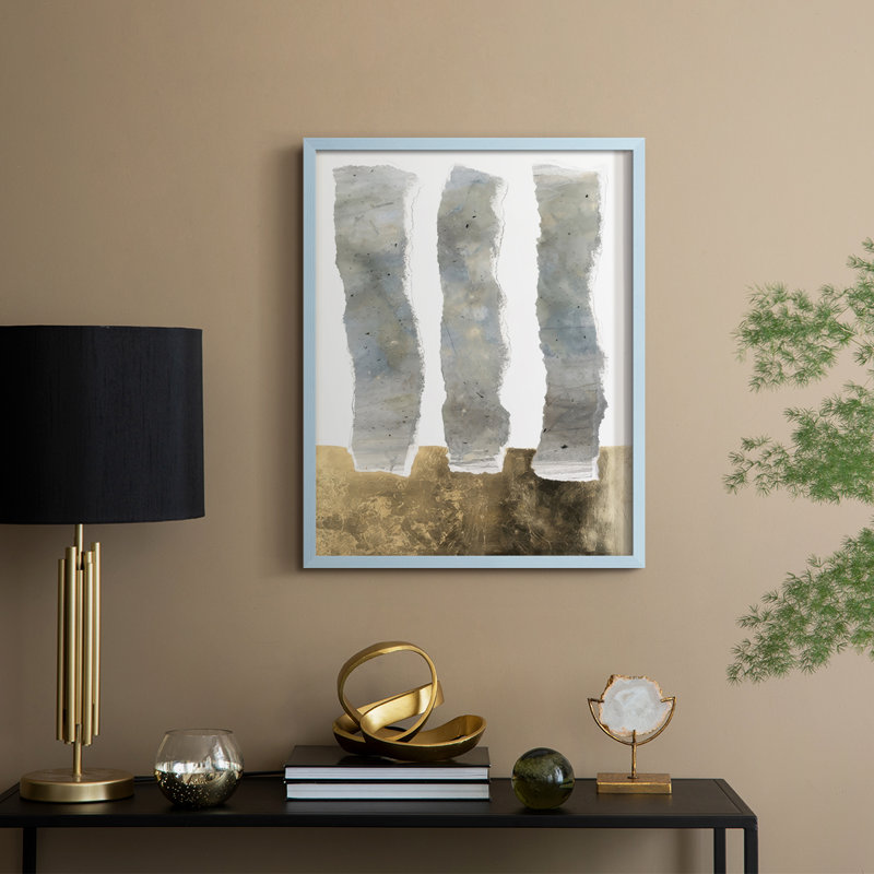Protracted Pillars I Framed Print - Solid Wood, 30" H x 24" W, Blue