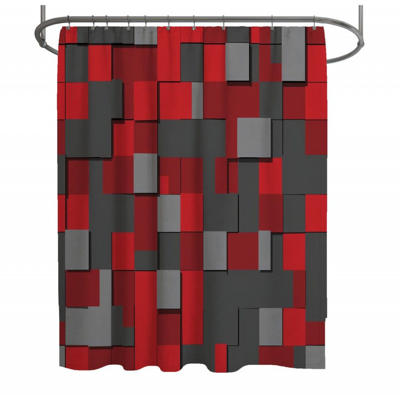 Xzavien Geometric Shower Curtain, 73"H x 70"W