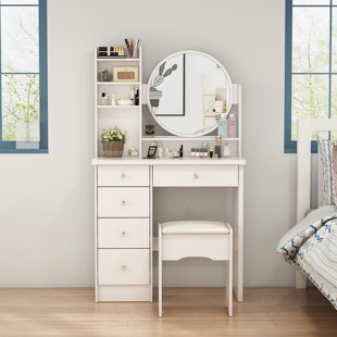 Meuble-lavabo 53,1 po avec tabouret et miroir Litzy