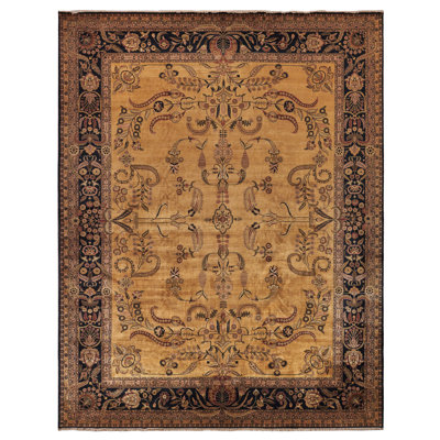 Antique Weave One-of-a-Kind 14' x 18'1"" Wool Area Rug in Black/Yellow/Brown/Red -  EXQUISITE RUGS, OAK-049371