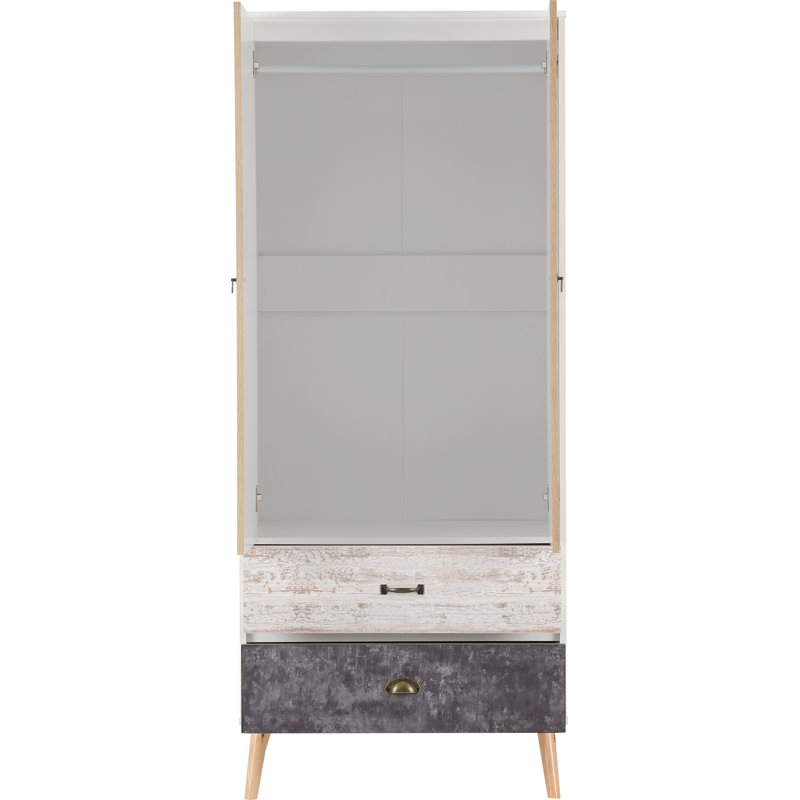 Arkins 2 Door Wardrobe, Cream/Oak