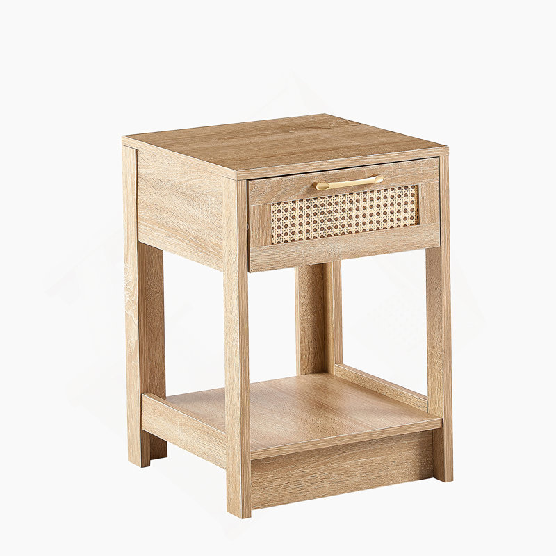1-Rattan Drawer Nightstand, Natural