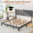 Bed Frame Modern Linen Fabric Upholstered Platform Bed With Headboard-2048310416