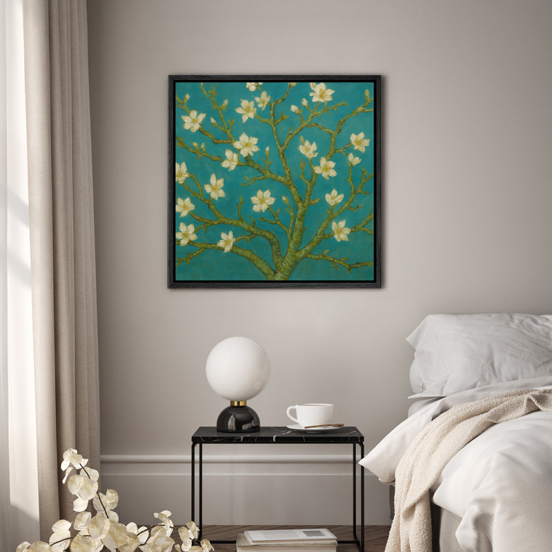 Art mural encadré sur toile - Arbre floral abstrait, impressions murales pour chambre à coucher - 16 po x 16 po, Noir