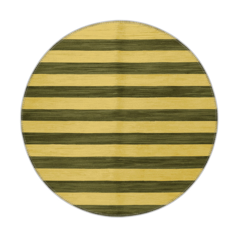 Tapis intérieur / extérieur brun HorizontalStripes, Rond 5 pi