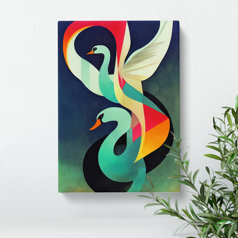 Swan in Abstract No.2 - Wrapped Canvas, 50cm H x 35cm W x 3cm D