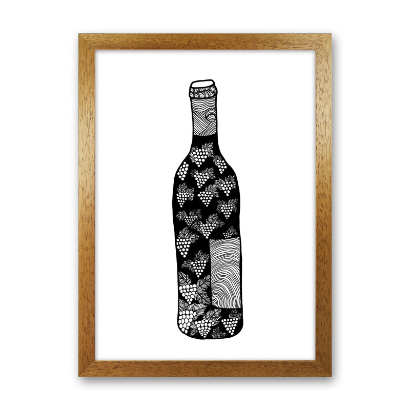 Wine Bottle by Carissa Tanton - Print, Oak Framed, 63cm H x 46cm W x 3cm D
