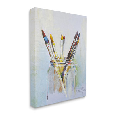 " Paintbrushes In Glass Jar Expressive Artist Tools " by Alan Segal Painting Print