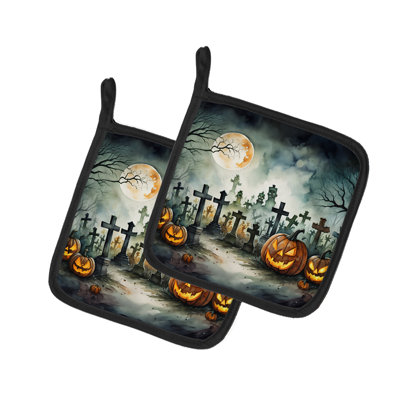 Paire de porte-casseroles Graveyard Spooky Halloween