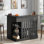 Table de bar en forme de L avec lumière DEL, armoire à vin de coin à 4 niveaux avec porte-verres à pied et comptoir à 2 niveaux, unité de bar à la maison avec grille et supports à bouteilles mobiles, barre de sous-sol noire pour pub