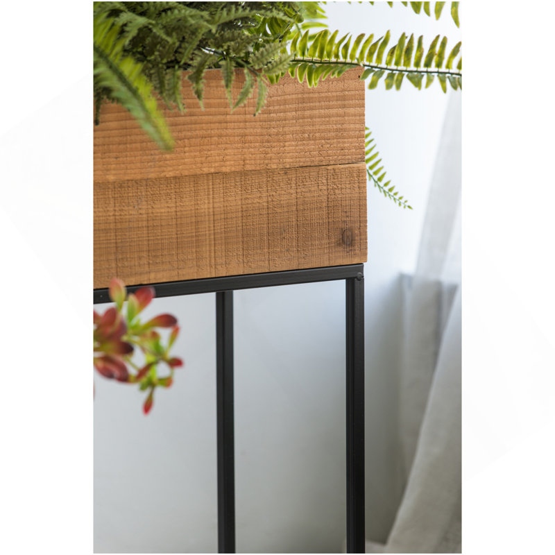 Ensemble de 2 boîtes en bois usagées avec support en fer noir