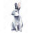 Gray Curious Rabbit - Framed Matted Print for Home Decor