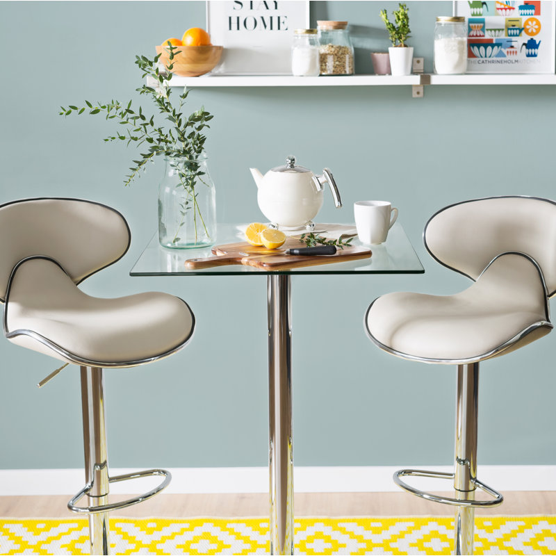 Bauder Glass Top Metal Base Dining Table, Clear Glass