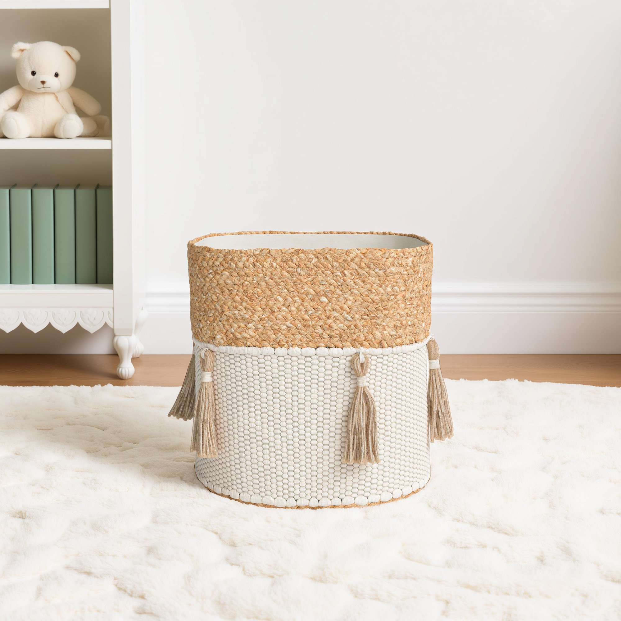 Gardenia Cotton And Jute Storage Bin For Baby Nursery or Kid's Room