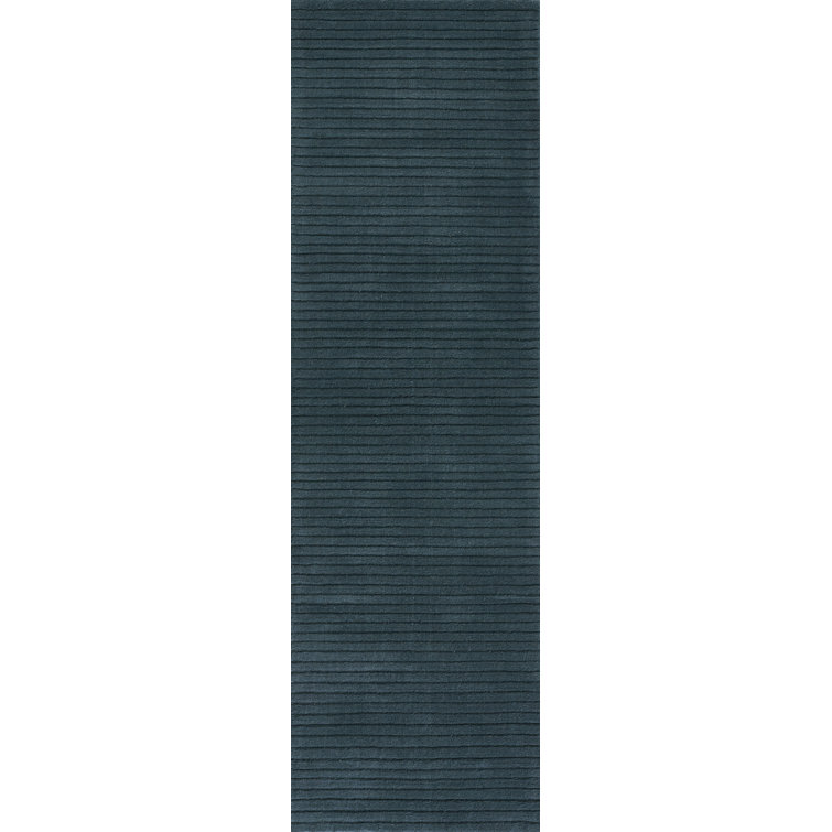 Guiness Solid Color Hand Loomed Wool Area Rug in Blue