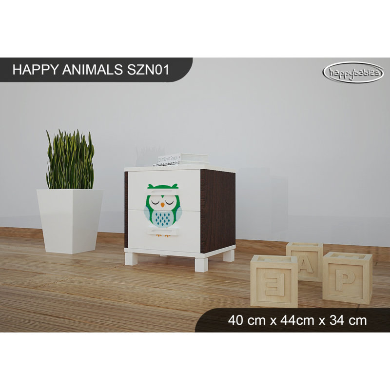 2 Drawer Nightstand, White/Chestnut