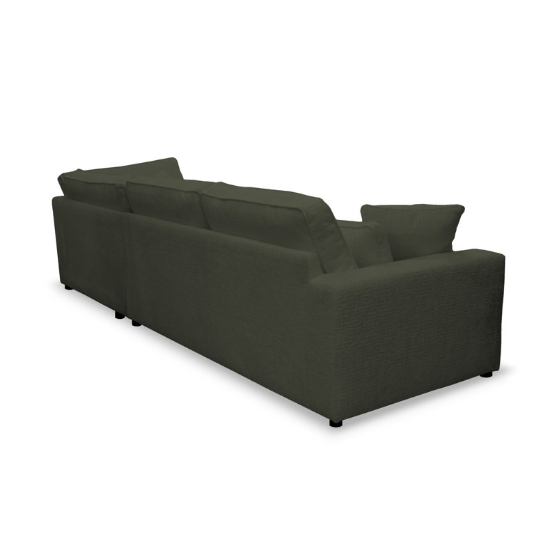 Bustamonte 4 Seater Corner Sofa , Olive polyester, Right Hand Facing