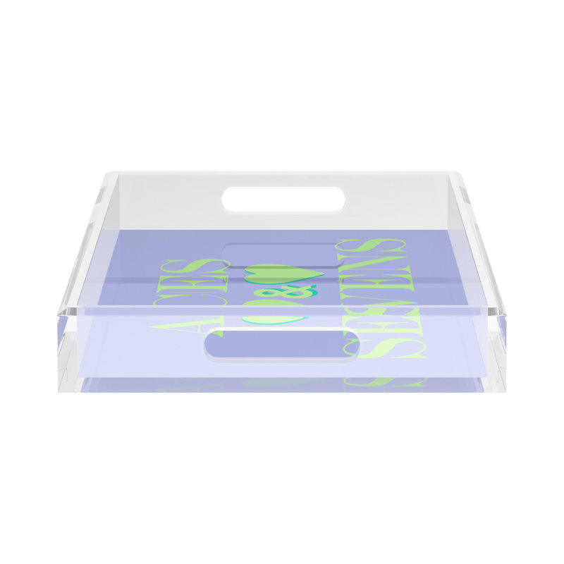 Abstract Decorative Tray, 2" H x 17" W x 10.5" D, Lime Hydrangea