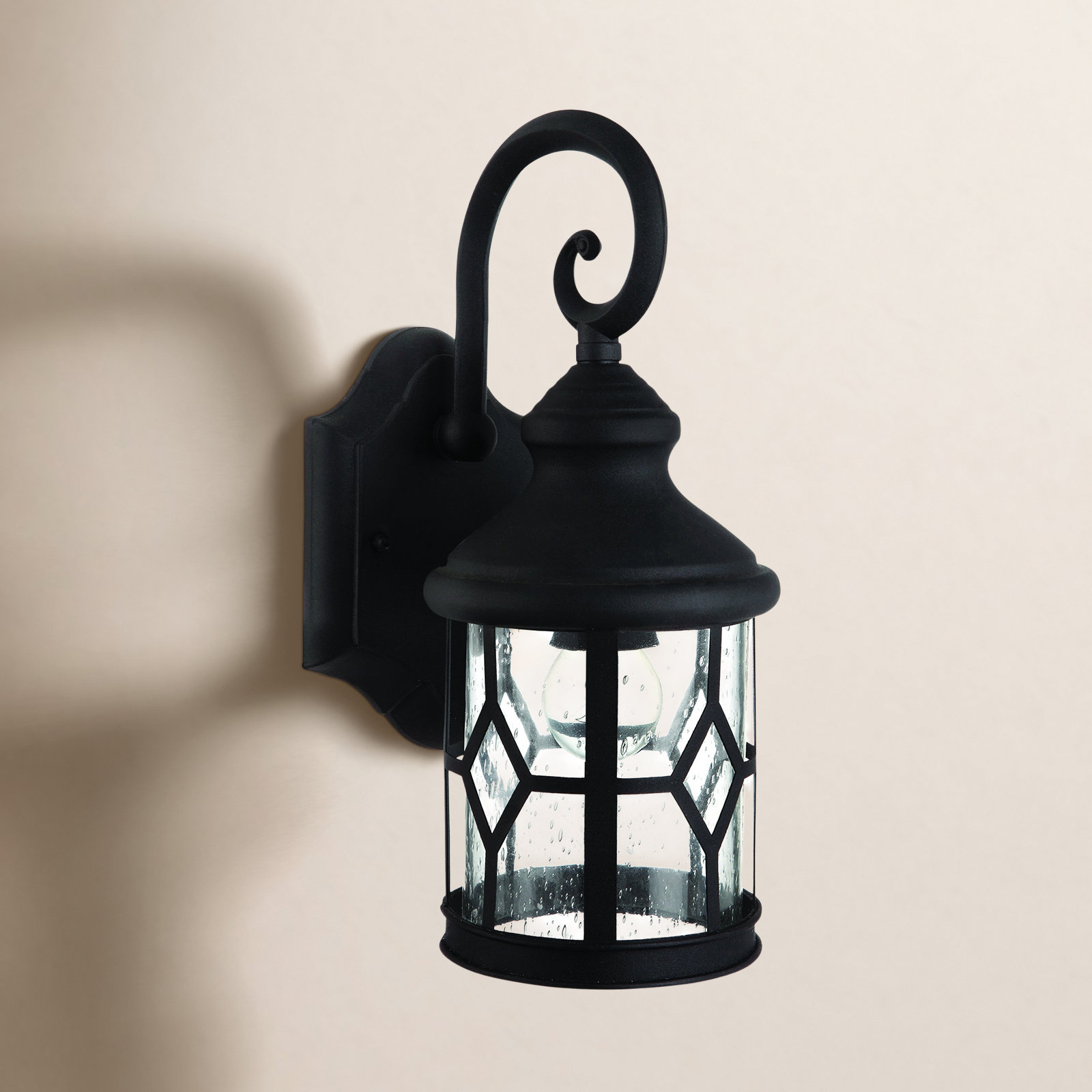 Asmahan Single Light Cylinder Outdoor Steel Wall Light, 13" H x 5.5" W x 7.125" D