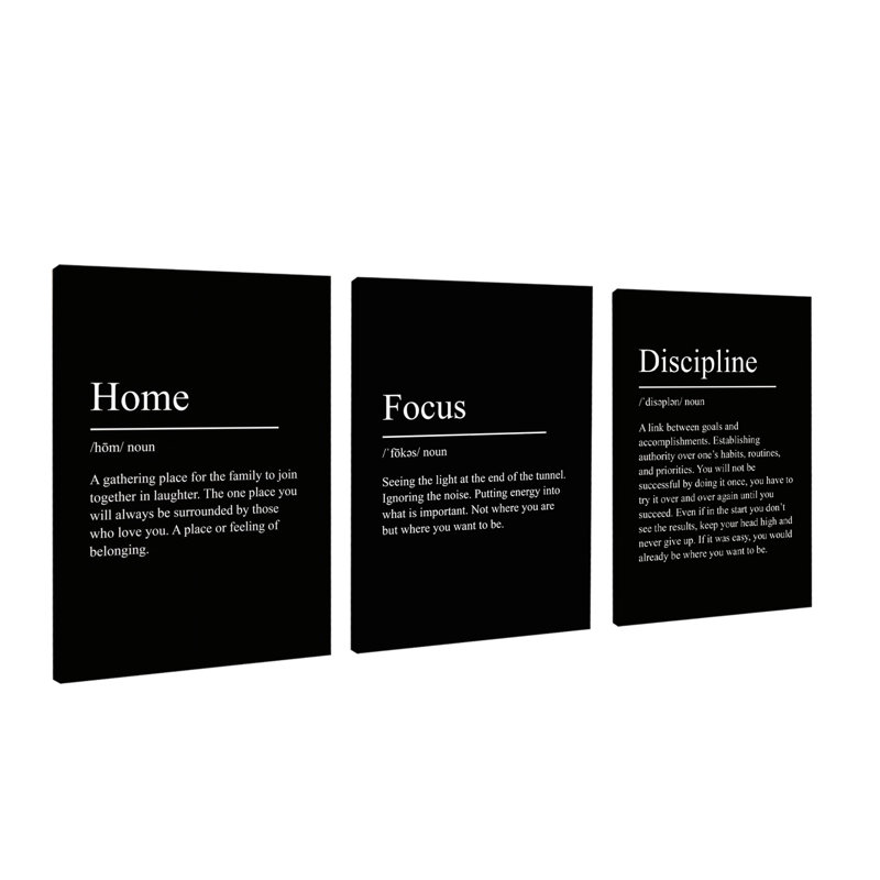 Ensemble de 3 affiches murales encadrées, style minimaliste, avec citations inspirantes et citations motivantes en noir et blanc, idéal pour le salon, la chambre ou le bureau.