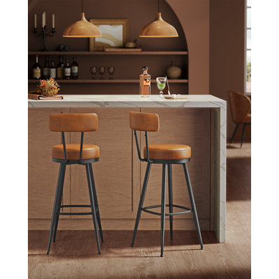Upholstered Counter Stool with Metal Frame
