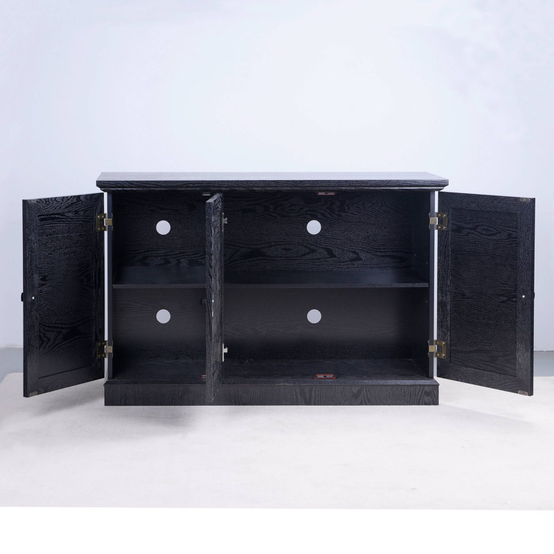 Armoire de rangement avec 3 portes en miroir en acrylique, buffet avec tablettes réglables, stratifié décoratif et buffet en MDF