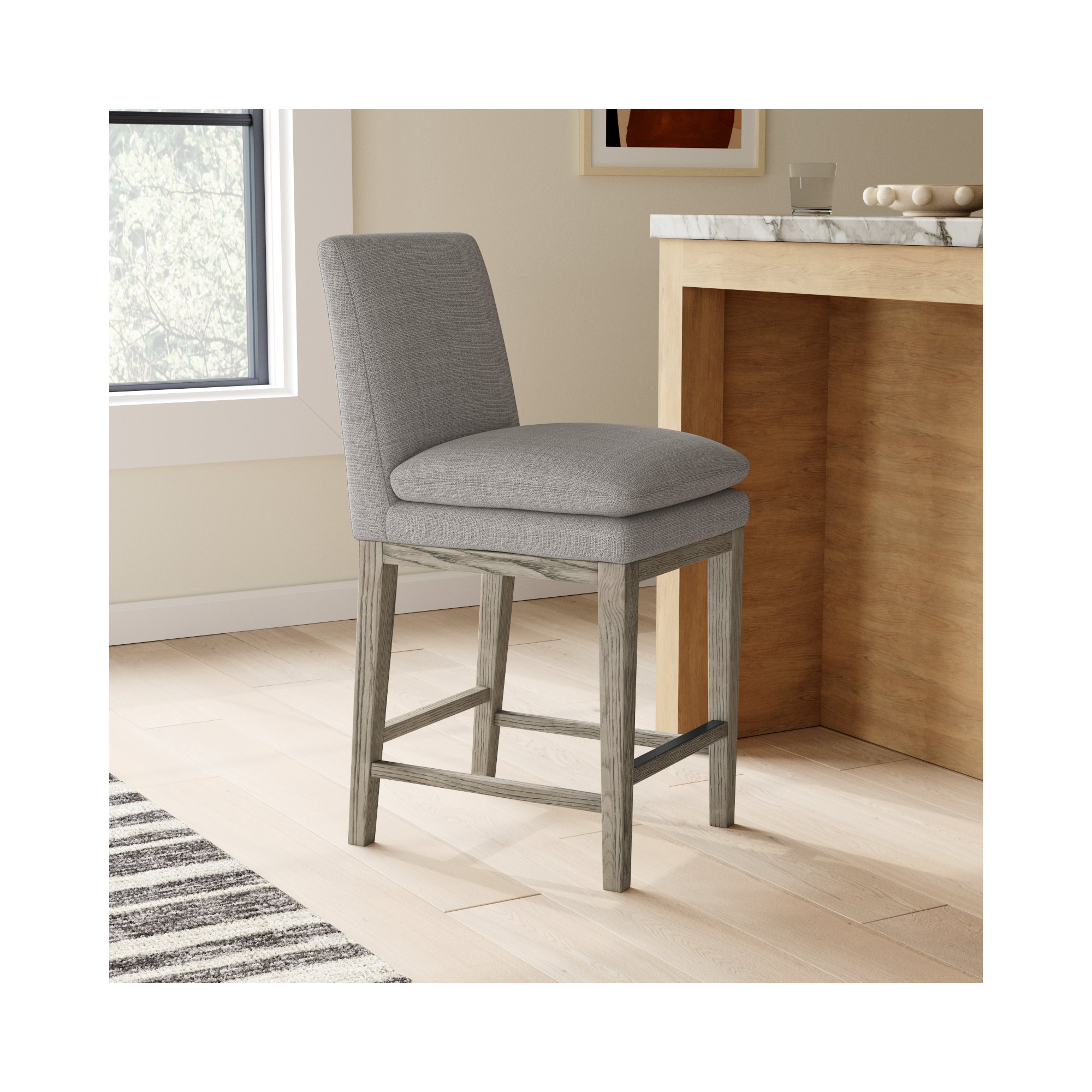 Bethea 26" Counter Stool , Effie Flint Performance Linen