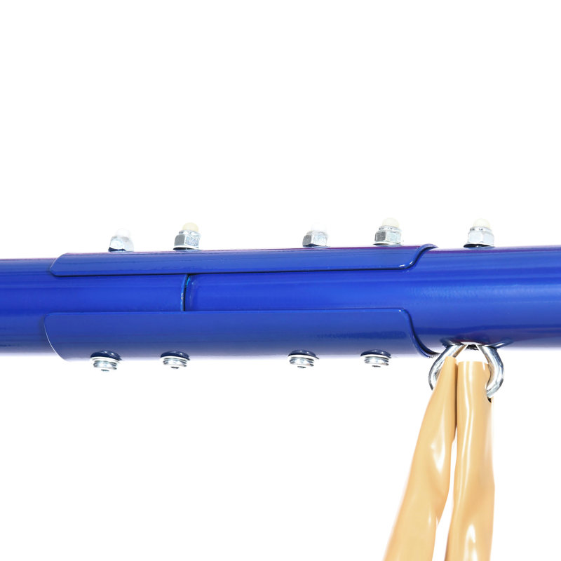 Balançoire de cour arrière d'une capacité de 616 lb - 5 en 1 robuste avec balançoire à soucoupe, glissade, balançoire à bascule, deux balançoires, siège bleu Expression extérieur pour cadre
