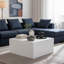 Table basse carrée moderne d'appoint avec tablette de rangement, aucun assemblage requis, pour le salon, espresso et finition blanche