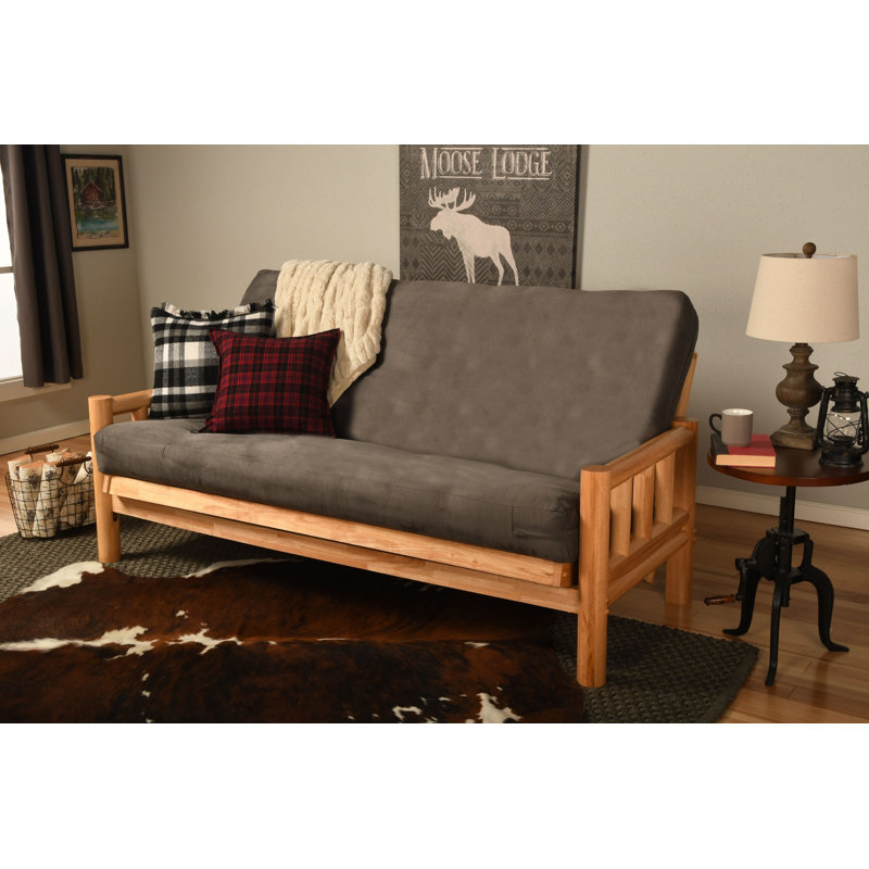 Ensemble de futon et matelas Stratford, Microsuède gris, Naturel