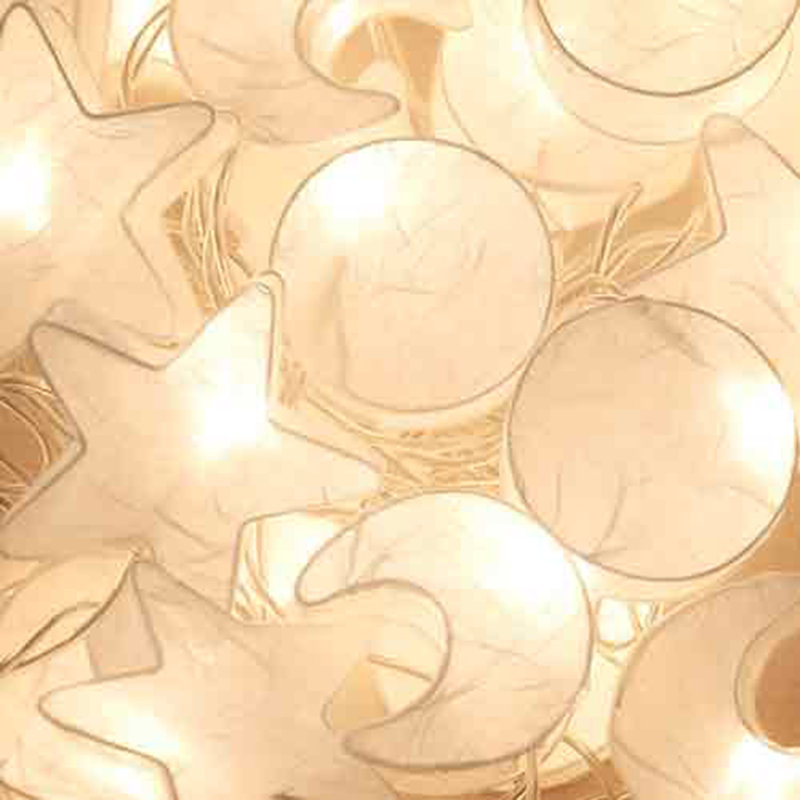 Shallon LED Handmade Paper Suns Stars and Moons String Light, 30 Lamps - 8 Metre Long
