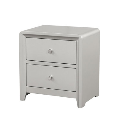 Contemporary Champagne Finish Nightstand With Nickel Hardware And English Dovetail Drawer | Gift Idea