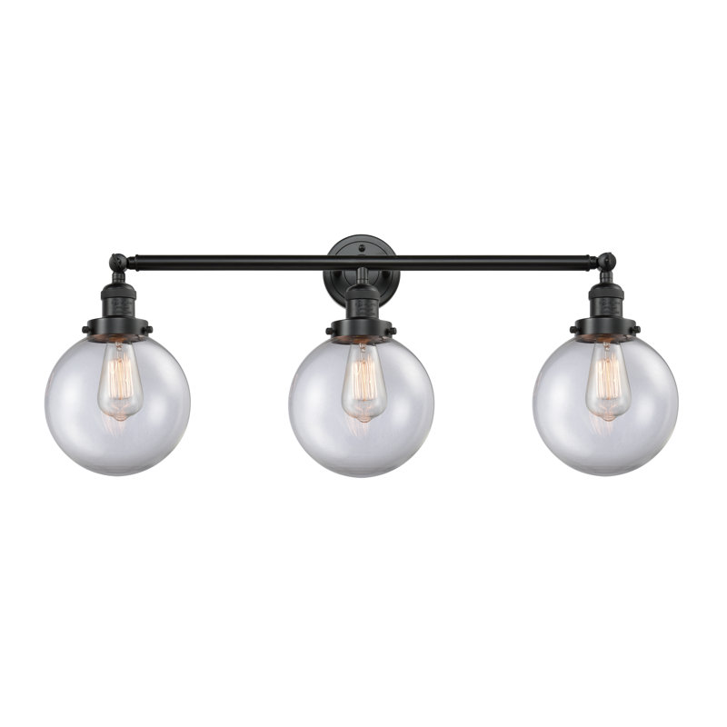 Éclairage de salle de bain à intensité variable 3 lumières Zarmayr, Ampoule DEL 6 watts Vinage, Bronze huilé, Transparent
