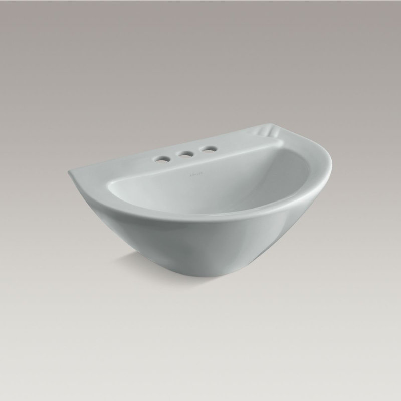 Parigi® Vitreous China 19.75" Pedestal Bathroom Sink, Ice™ Gray, 4" Centers