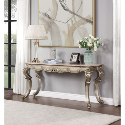 Table de canapé, marbre naturel et finition bronze antique