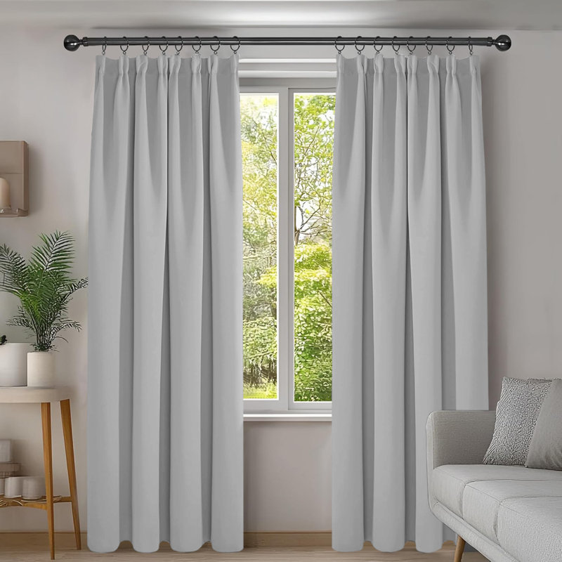 Blackout Curtain, Light Grey, Single Panel 168cm Width x 213cm Drop