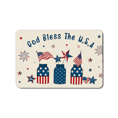 Tapis d'entrée 20 po x 32 po Patriotic God God Bless USA