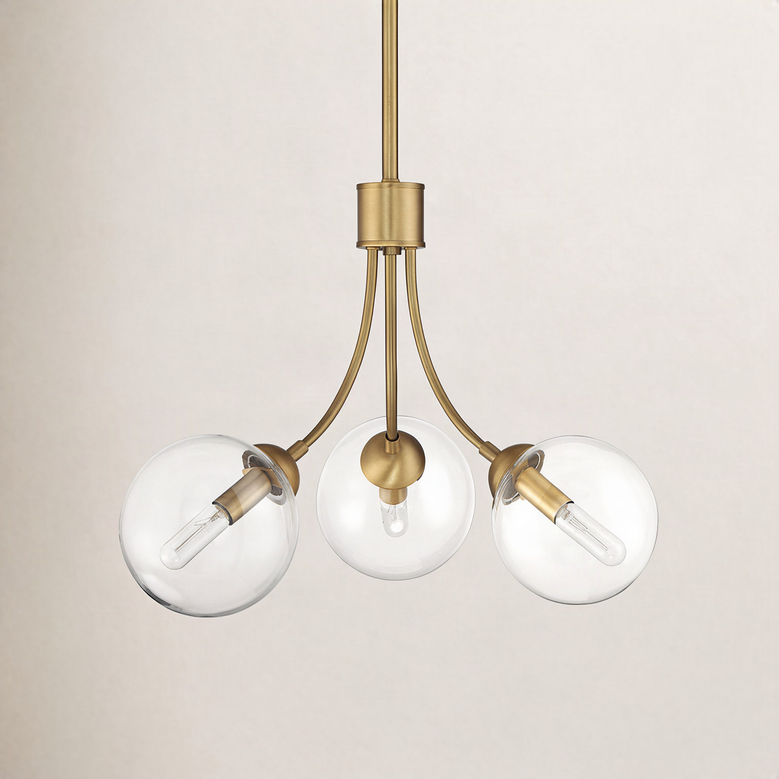 Moonrise 3-Light Chandelier, Natural Brass