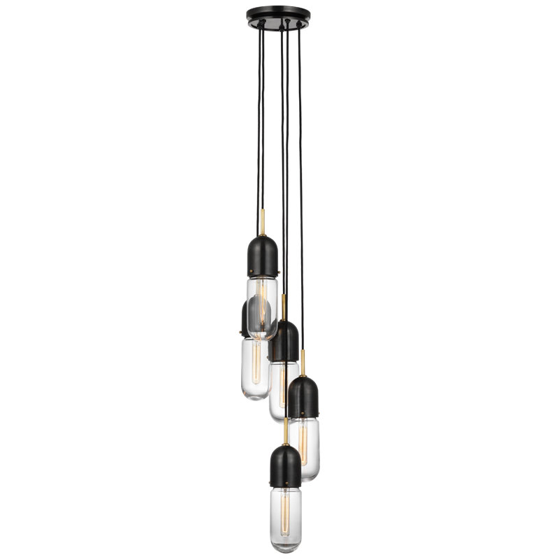 Junio 5 - Light Chandelier, Bronze/Brass, Clear