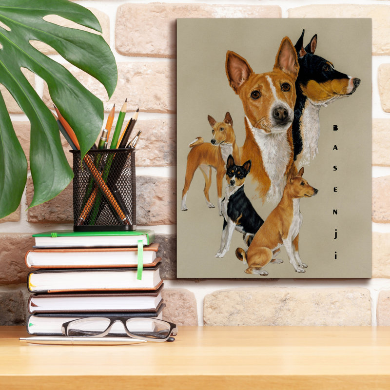 «Basenji on Canvas» par Barbara Keith, reproduction, H 16 po x l 12 po x P 0,75 po