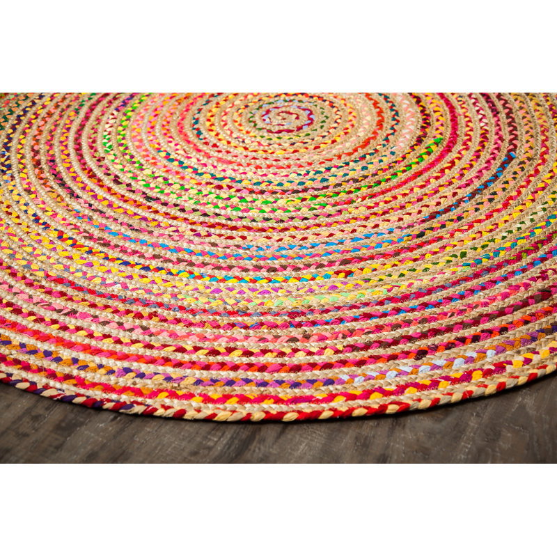 Round Teter Cotton Hand Woven Area Rug, Round 183cm