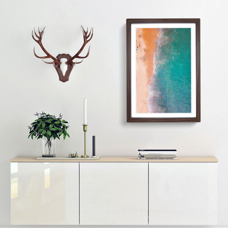 A Beach in Brazil - Framed Print, 63cm H x 45cm W x 2cm D, Walnut Framed