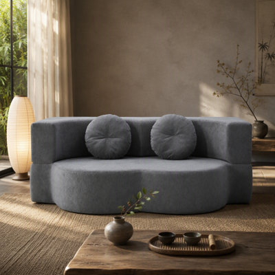 2-in-1 Folding Sofa Bed with Pillow, Converts Easily from Couch to Twin Sleeper for Space-Saving Comfort.