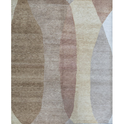 Tapis beige noué à la main de haute qualité