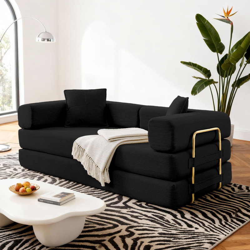 Divan-lit convertible Boneless 4-en-1, matelas de sol pliant, Noir