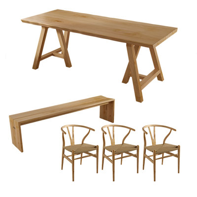 Original wood ash wood dining table set