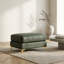Pouf en similicuir vert, tabouret de luxe capitonné à la main avec pieds en métal élégants