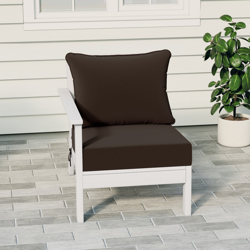 Chaise avec accoudoirs profonds à gauche avec coussins, White, Brun